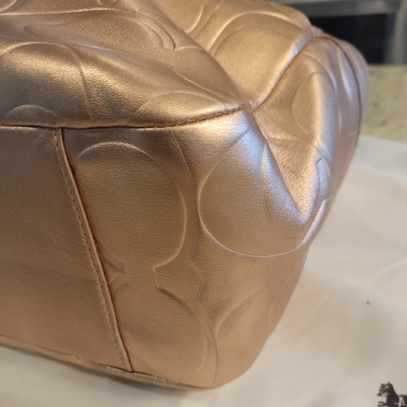 Coach gold purse good condition about 13 inches long and 7 inches tall - Picture 8 of 9